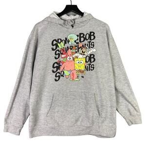 Nickelodeon SpongeBob Hoodie Gray XL Unisex‎ Adult Cartoon Graphic Pullover